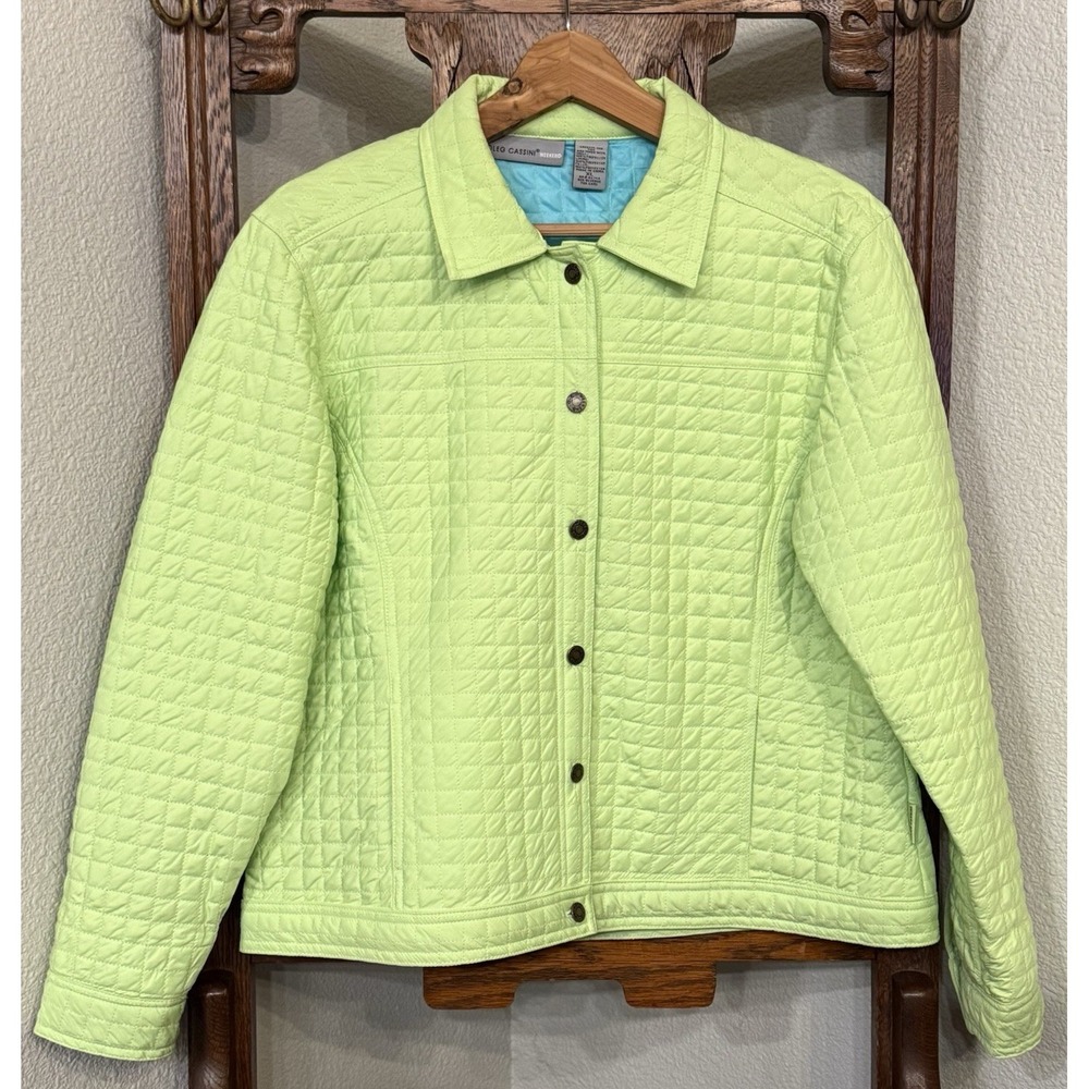 VTG Oleg Cassini Weekend Jacket Womens XL  Quilted Lightweight Green 80s 90s